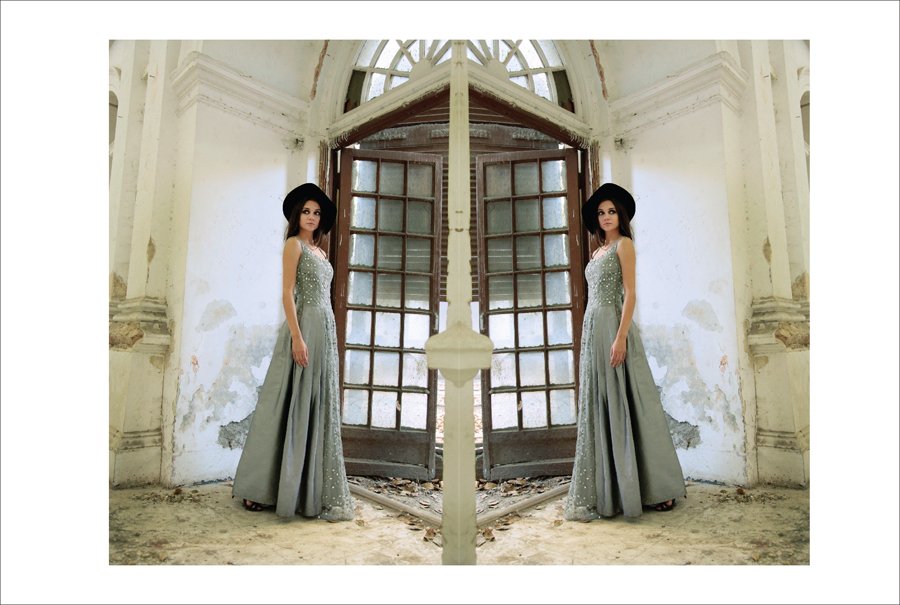 Grey Mirror work Dori Embroidered Gown