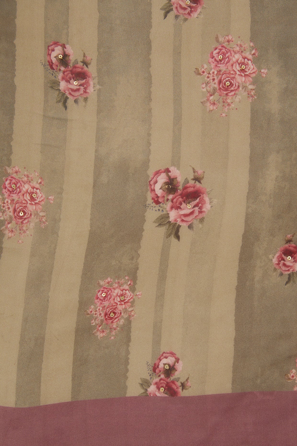 Olive Green Viscose Floral Digital Printed Saree Set