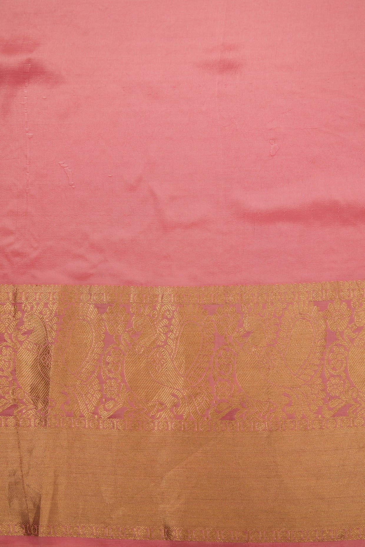 Coral Pink Silk Floral Motif Embroidered Saree Set