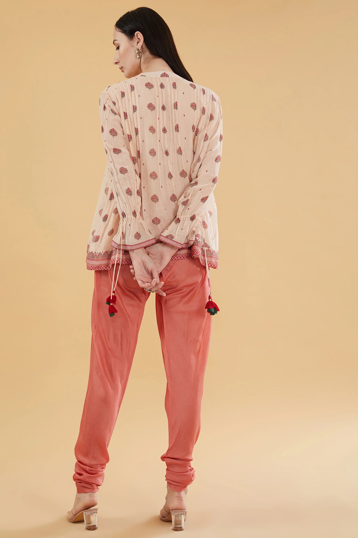 Peach Cotton Silk Pant Set