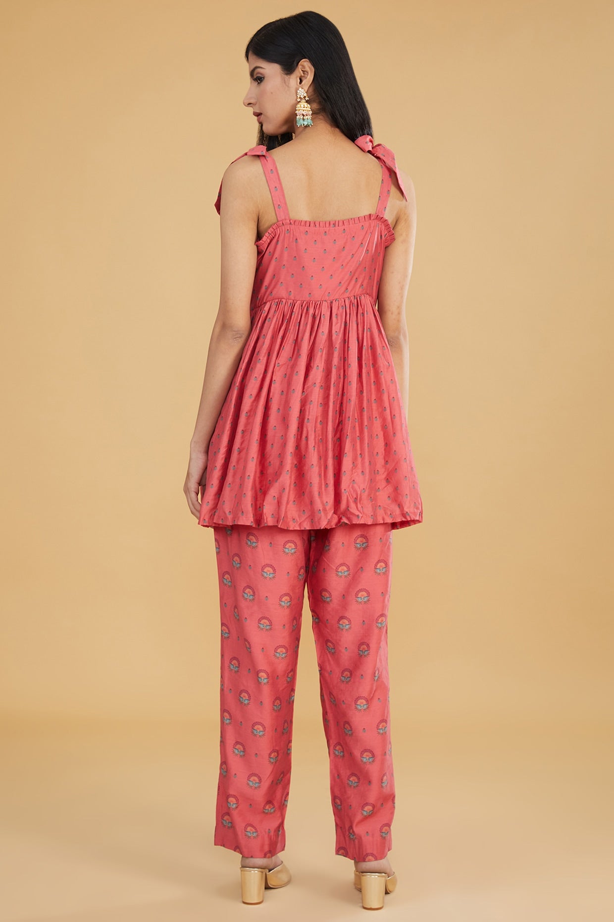 Pink Cotton Silk Floral Printed Kurta Set