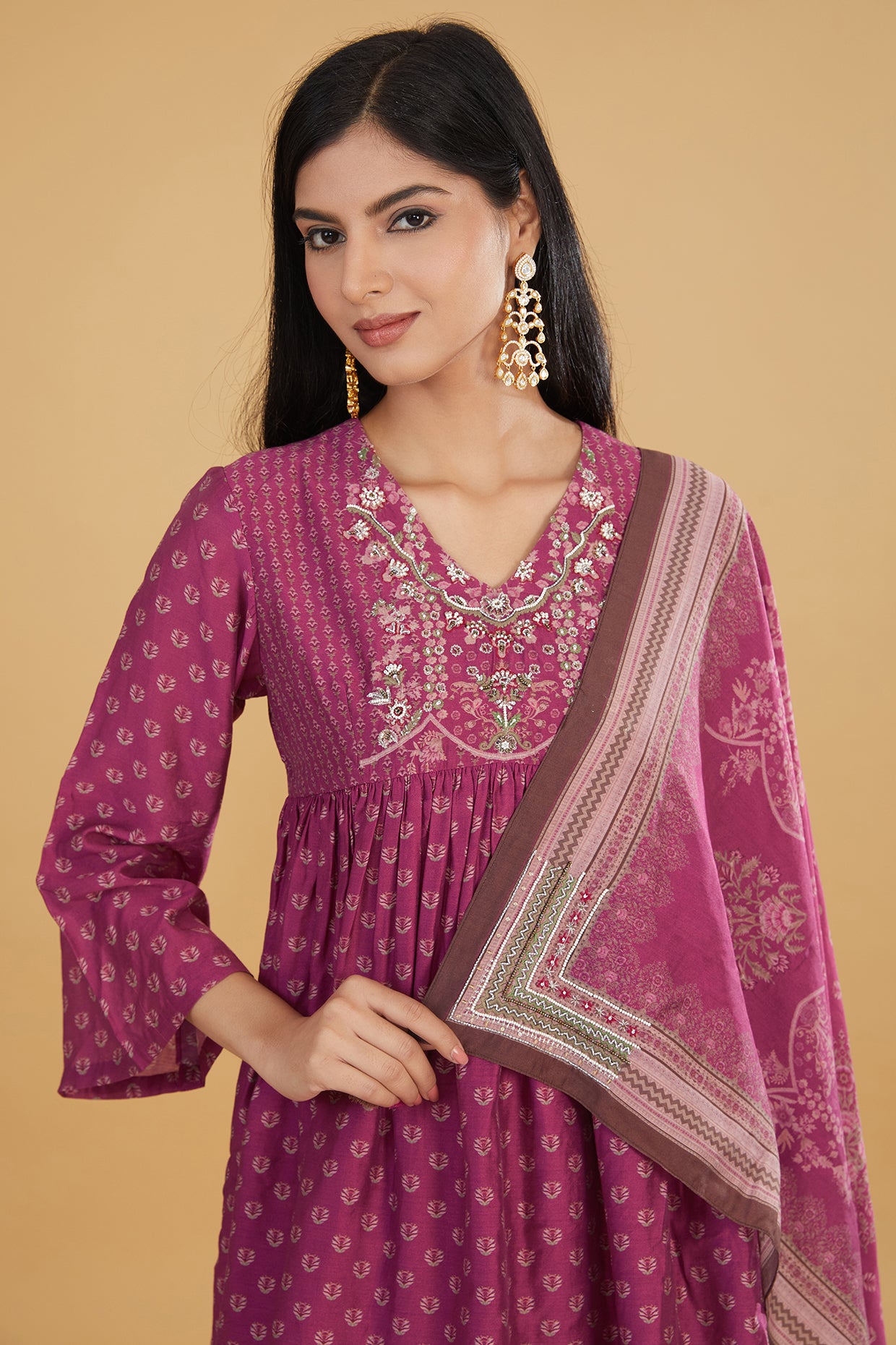Pink Cotton Silk Floral Printed Sharara Set