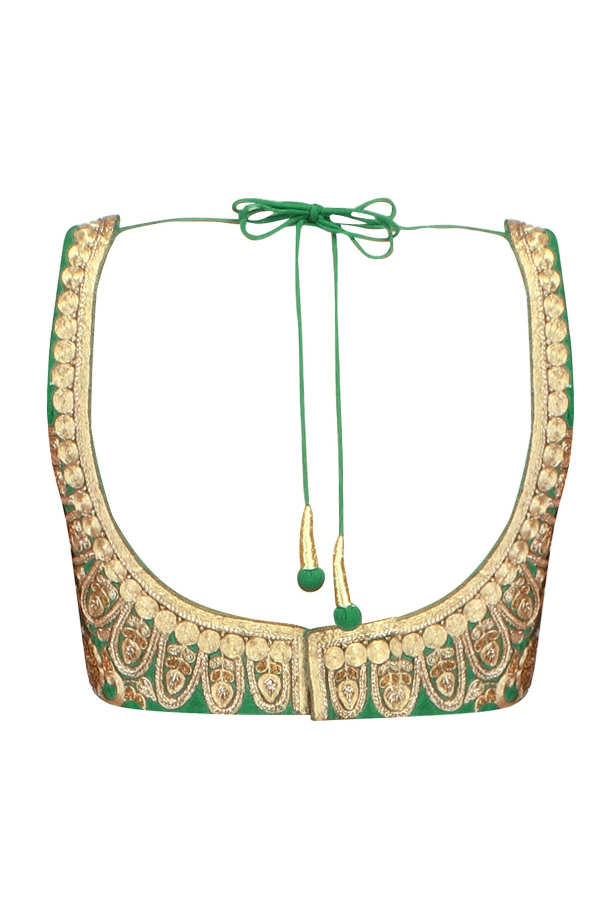 Green Ornamental Pattern Thread Work Embroidered Blouse