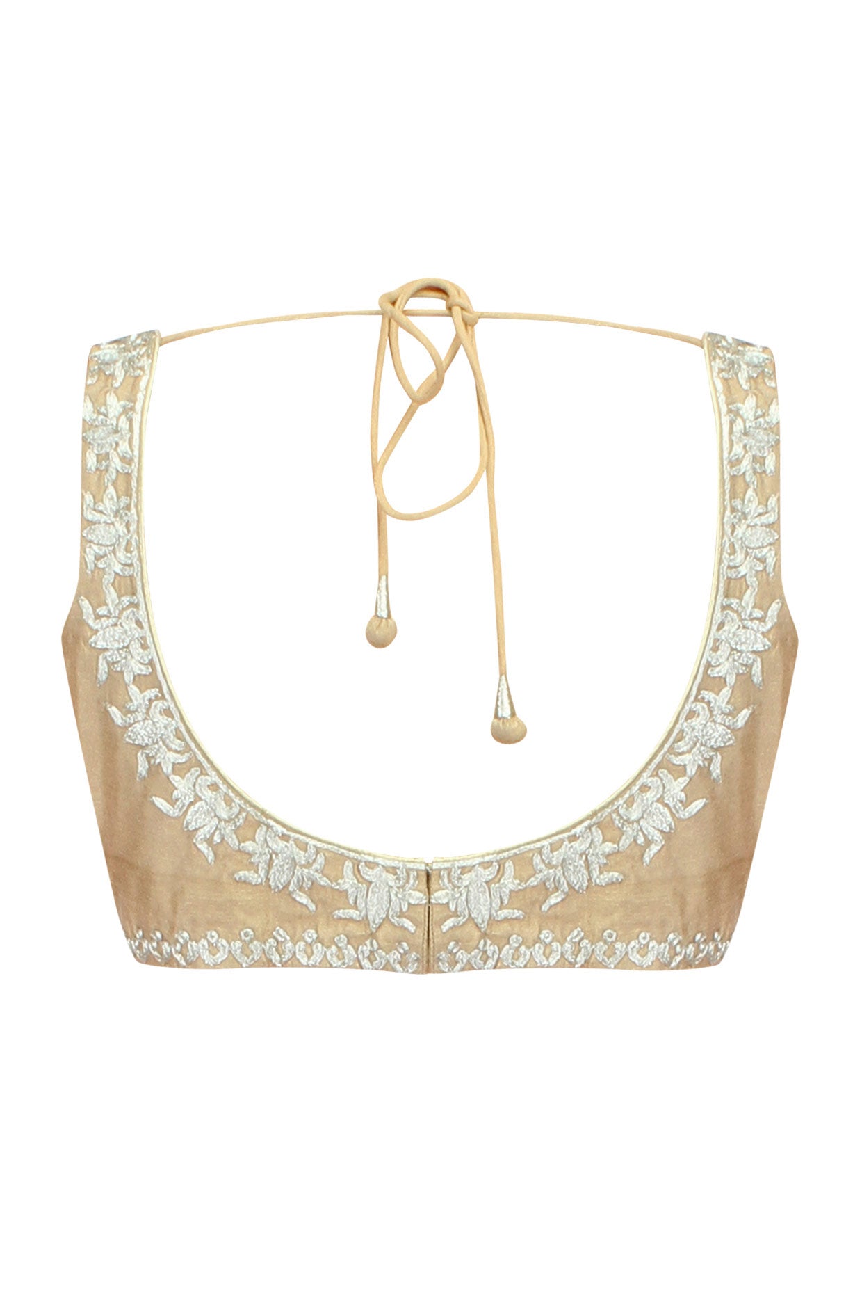 Gold Square Neck Blouse with Zari Embroidery