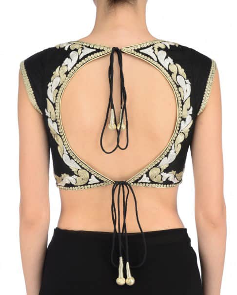 Midnight Black Embroidered Blouse with zari