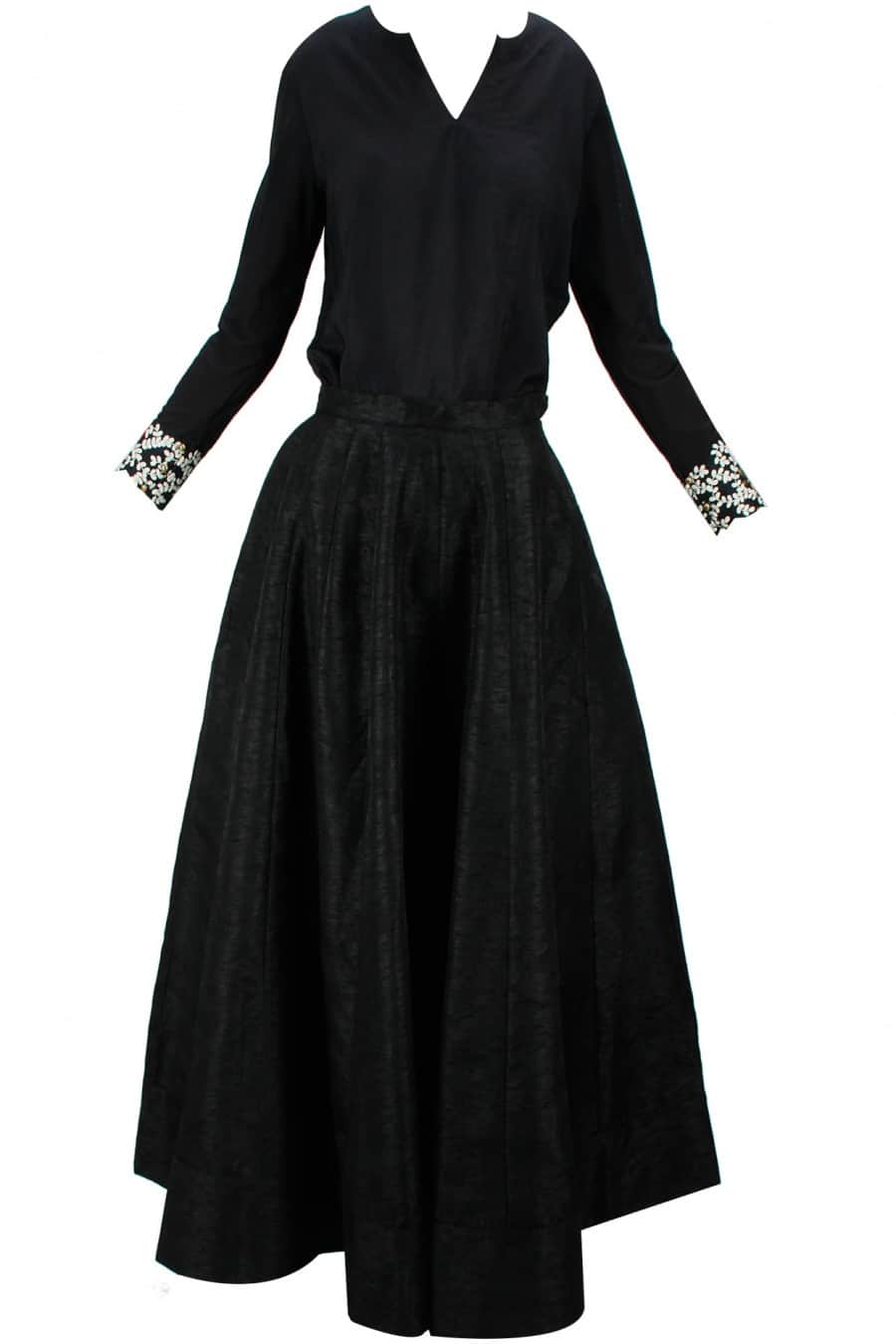 Black Embroidered Lehenga Set with Jacket