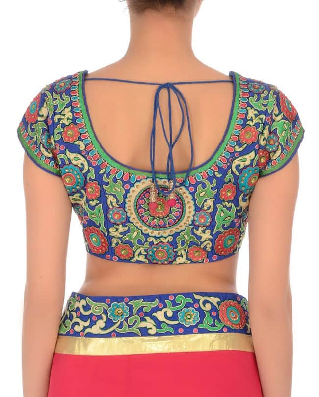 Fuschia Pink Embroidered Sari & Blouse