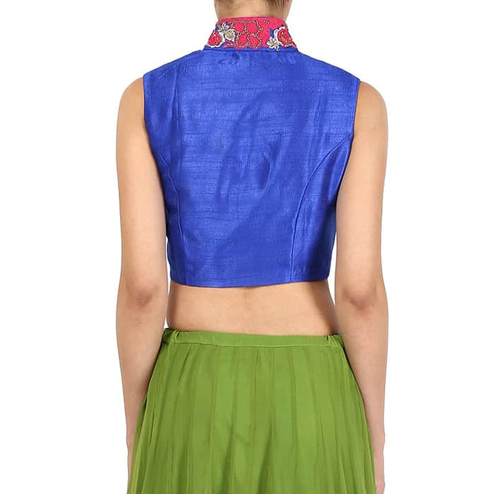 Cobalt Blue Crop Top with embroidery