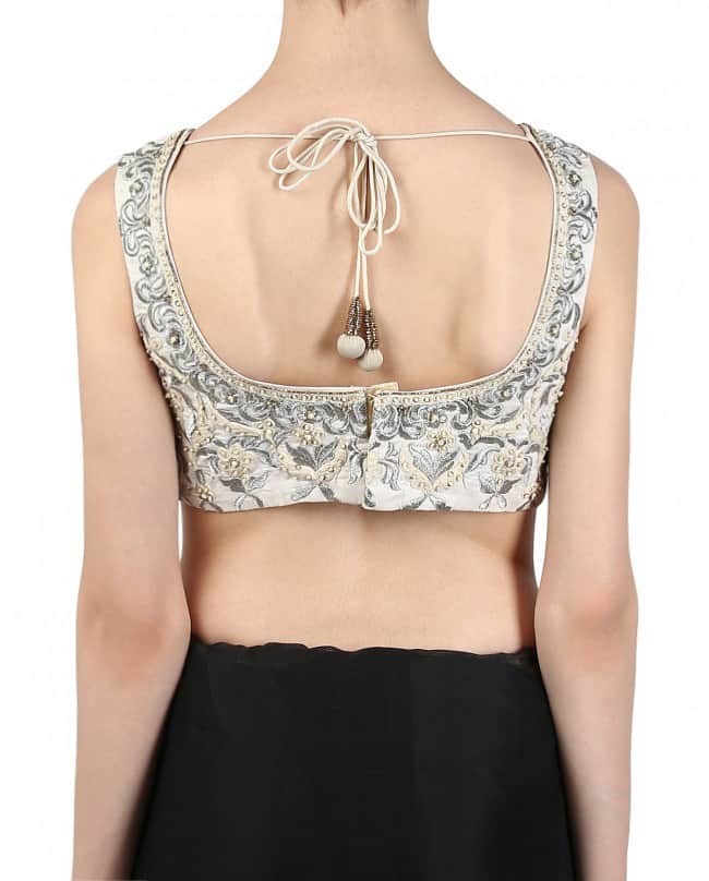 Ivory Embroidered Sari Blouse