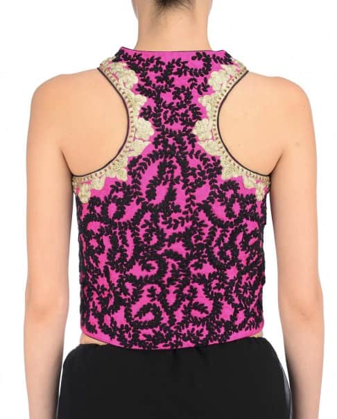 Fuschia Pink and Black waistcoat-Blouse