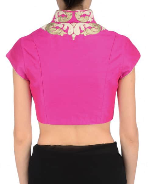 Collared Style Embroidered Blouse with zari