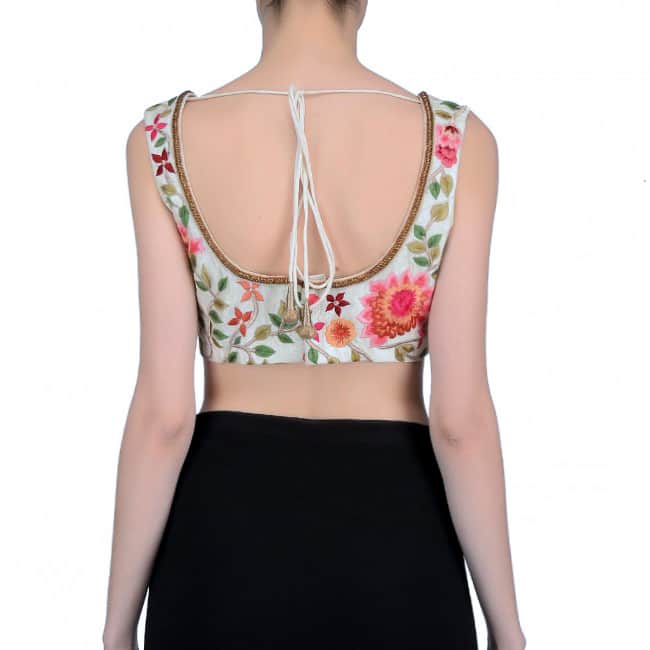 Ivory multicolor thread embroidered blouse