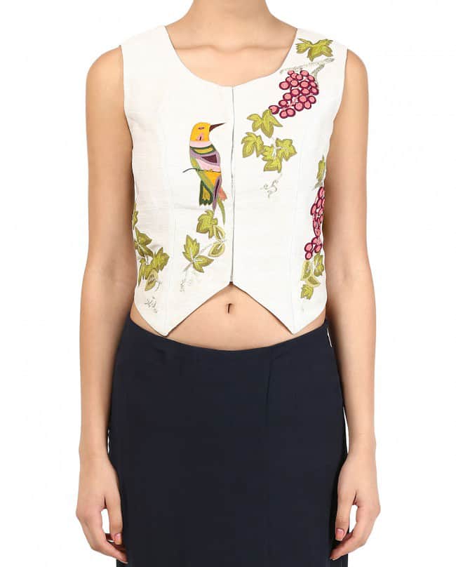 Grape and Bird Embroidered Waistcoat.