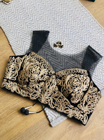 Black Net & Velvet embroidered blouse
