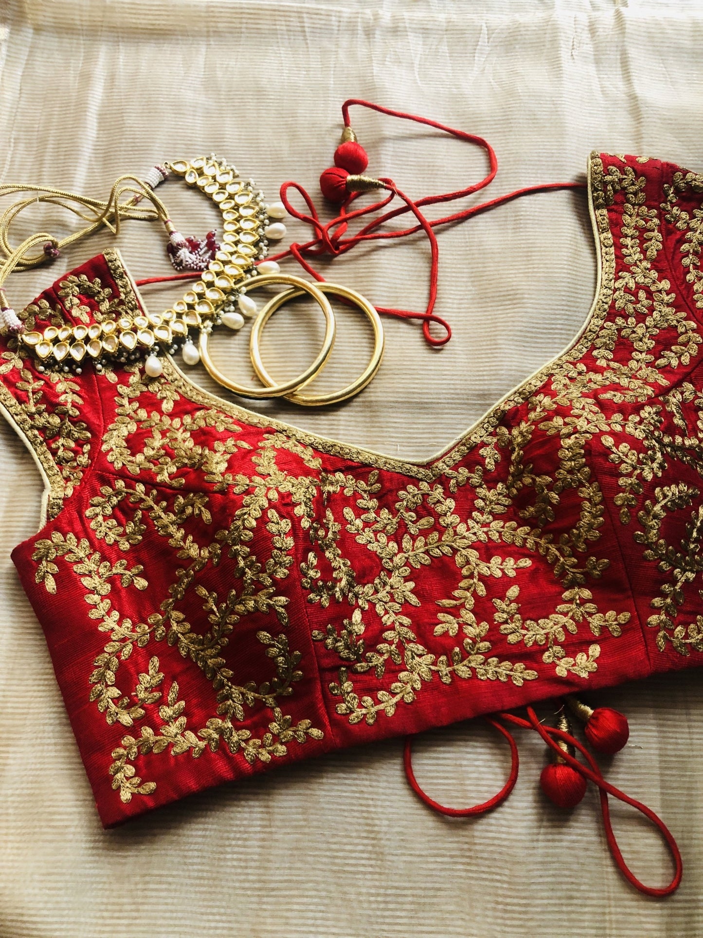 Red Allover Embroidered blouse