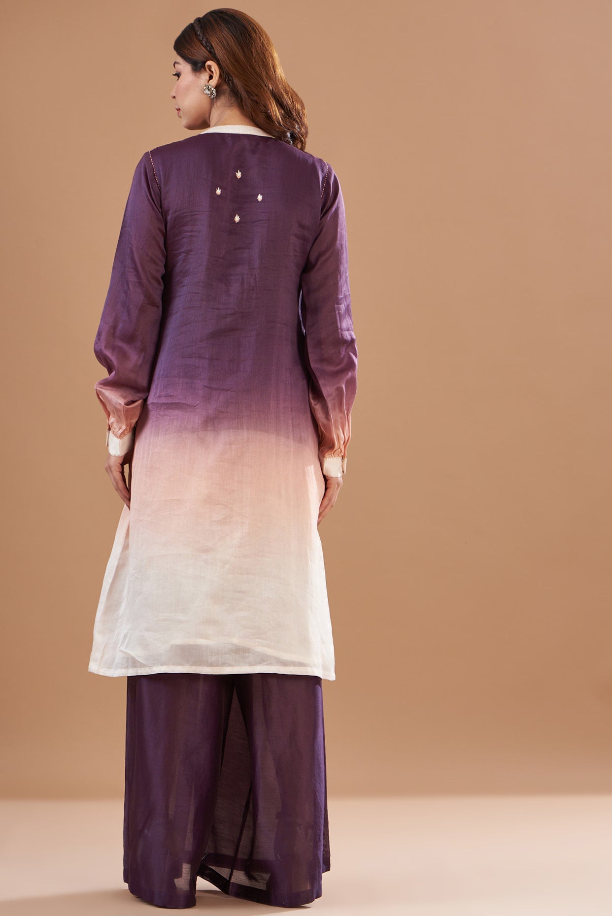 Multi-Colored Ombre Chanderi Embellished Kurta Set