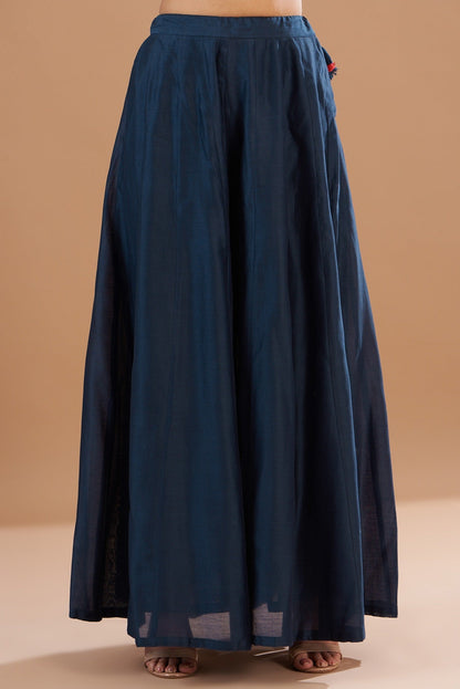 Blue Chanderi Skirt Set