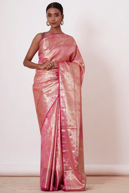 Onion Pink Dharmavaram Silk Saree