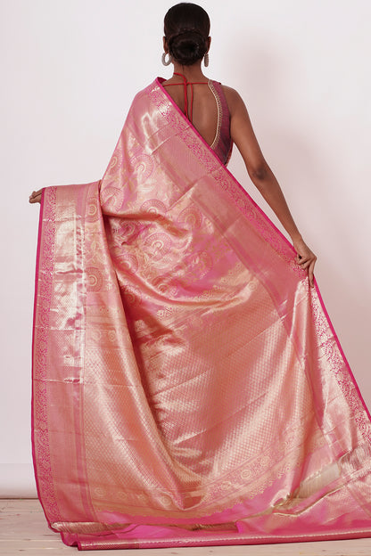 Onion Pink Dharmavaram Silk Saree