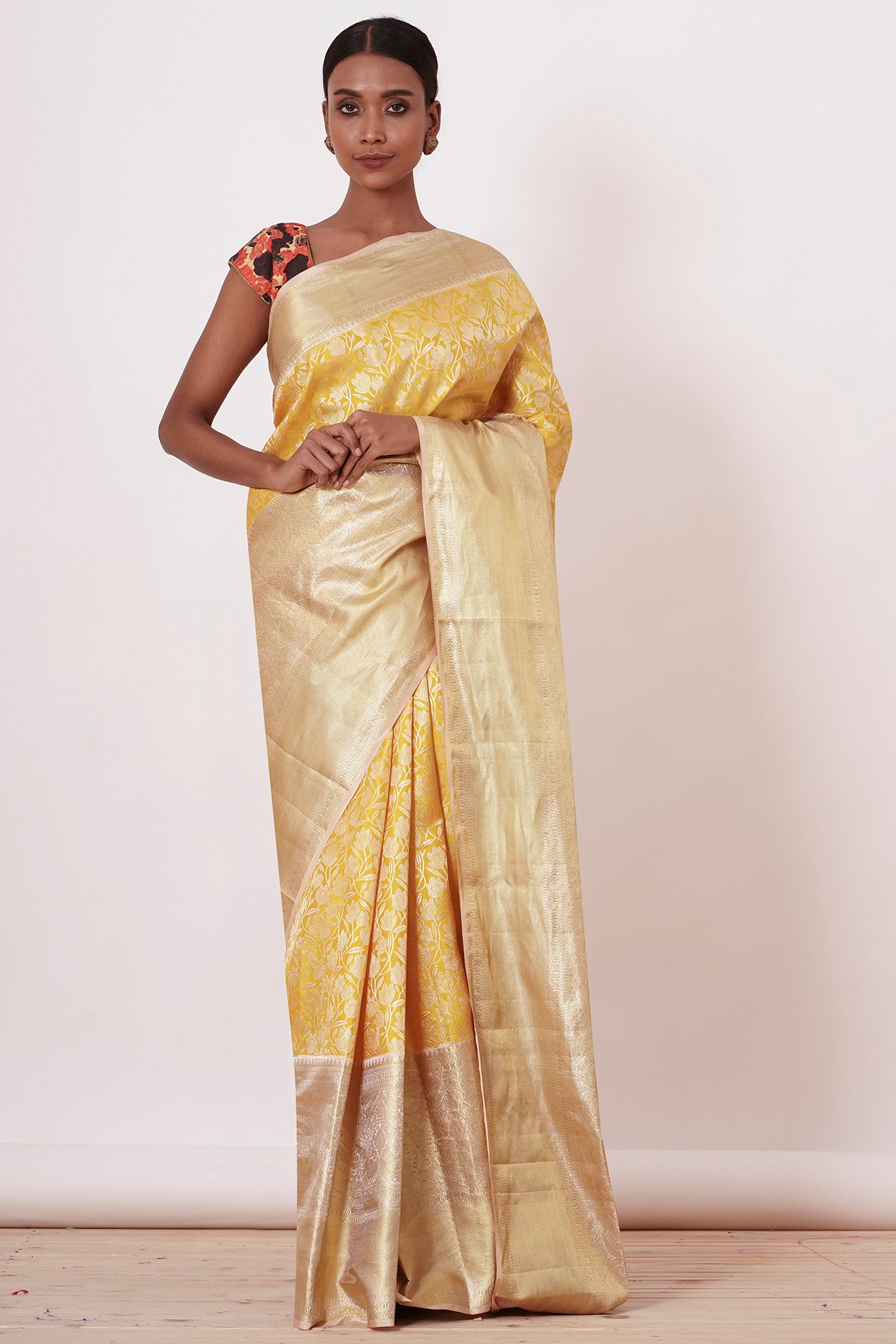 Yellow Kanjivaram Silk Saree