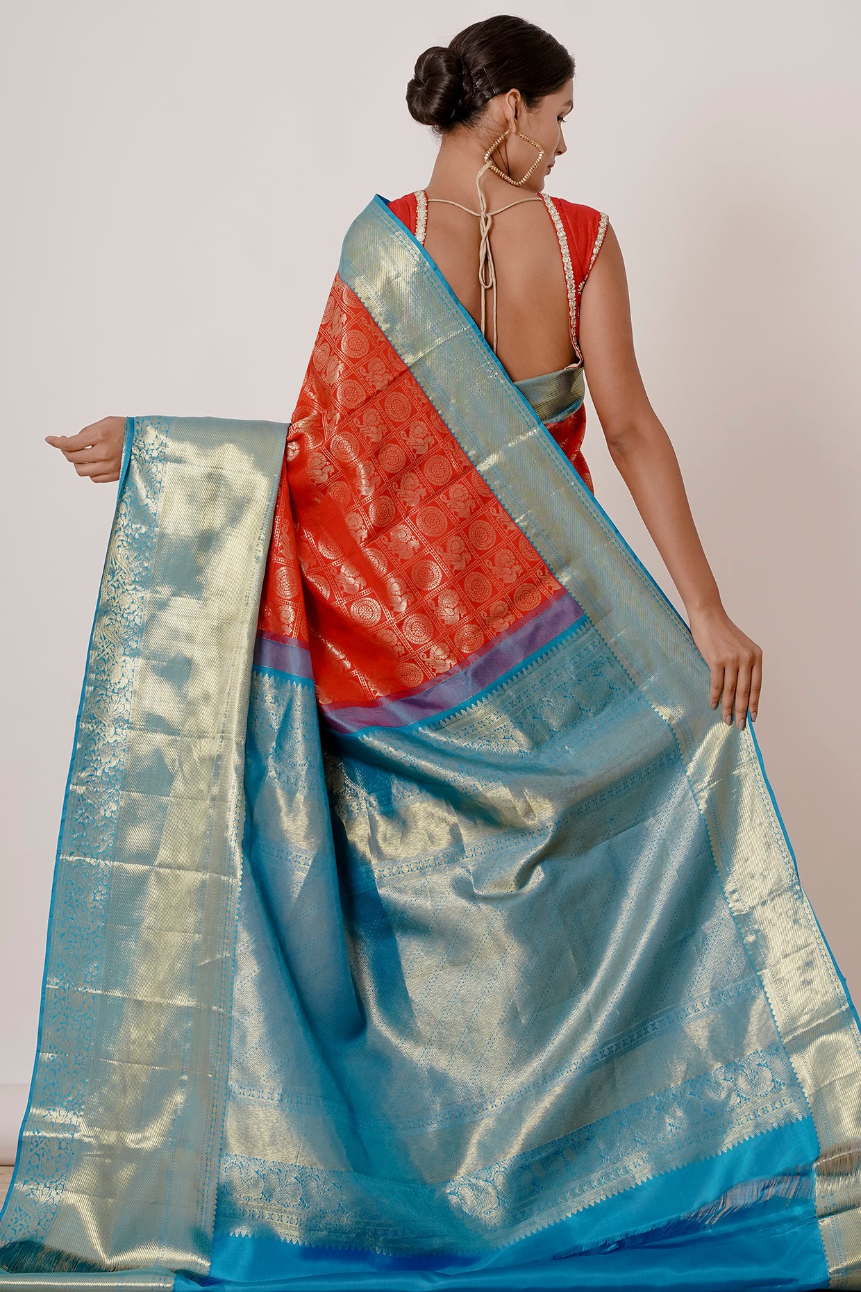 Red Dharmavaram Silk Saree with a Brick Red Blouse