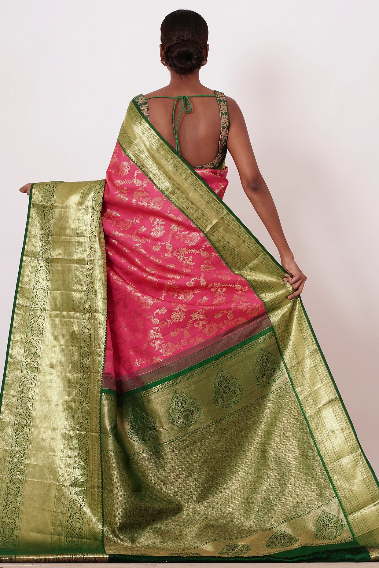 Pink Heavy Brocade Saree with Blouse