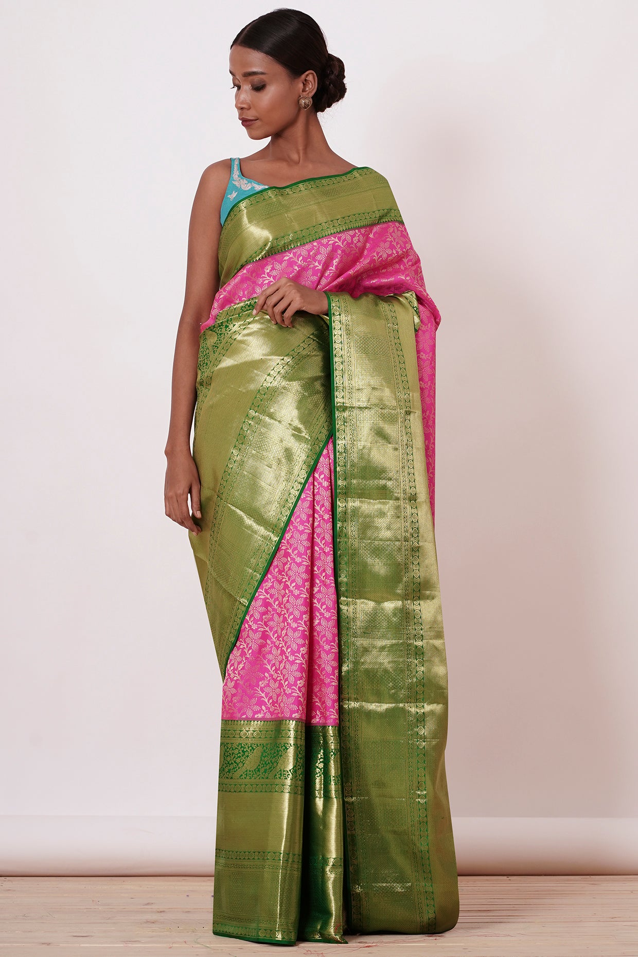 Pink Heavy Brocade Saree with Blouse