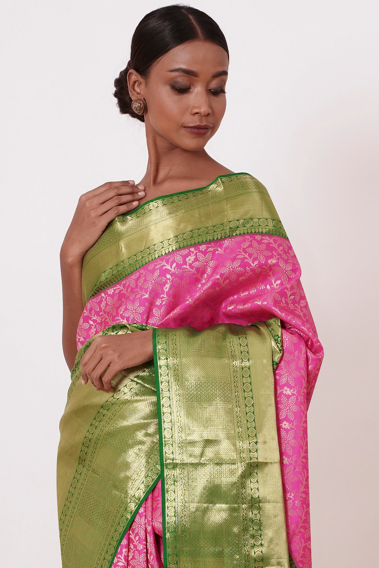 Pink Heavy Brocade Saree with Blouse