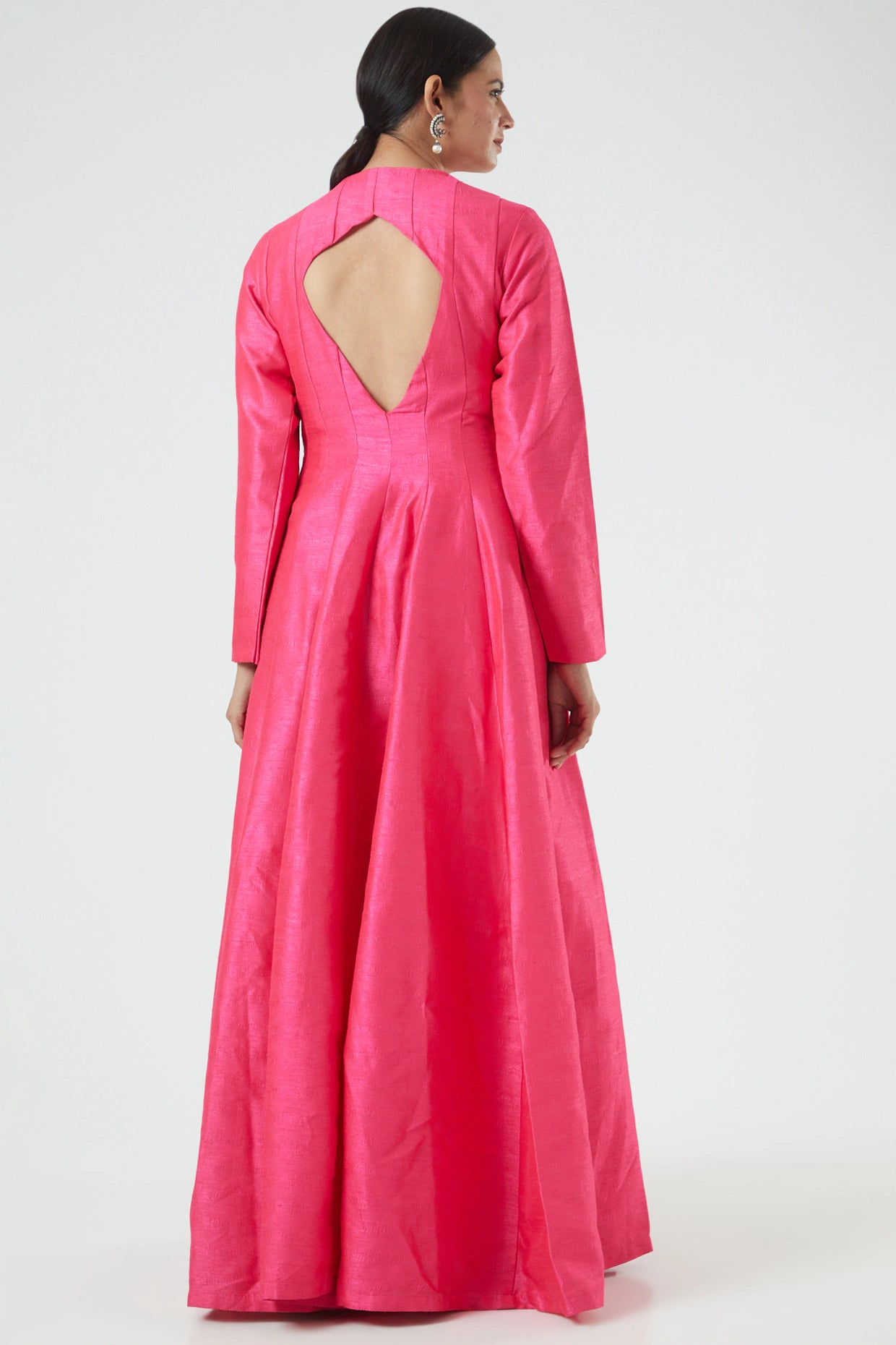 FuchsiaPink Floral Embroidered Jacket/Kurta Set