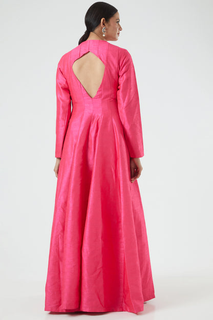 FuchsiaPink Floral Embroidered Jacket/Kurta Set