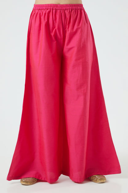 FuchsiaPink Floral Embroidered Jacket/Kurta Set