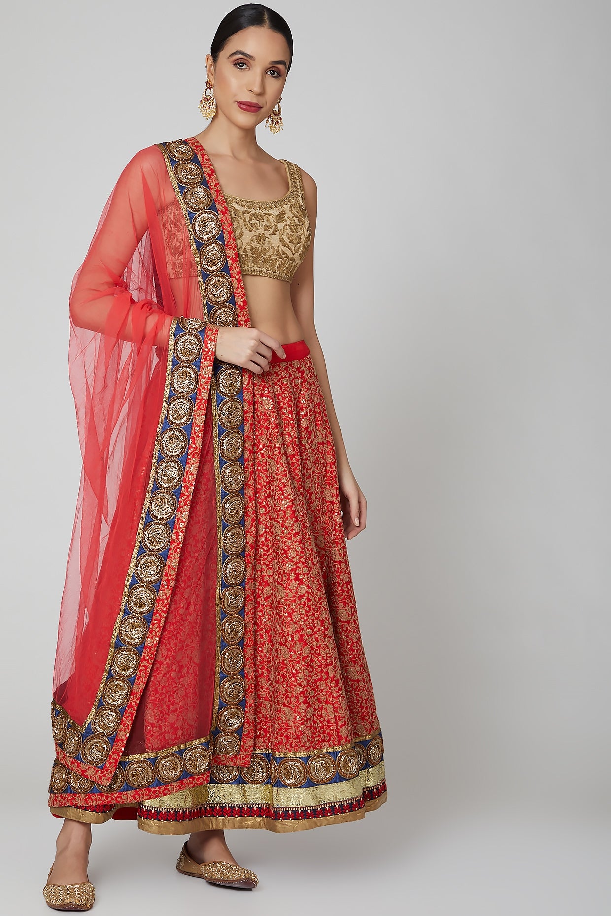 Red Embroidered lehenga Set