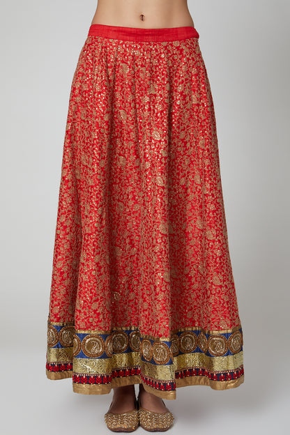 Red Embroidered lehenga Set