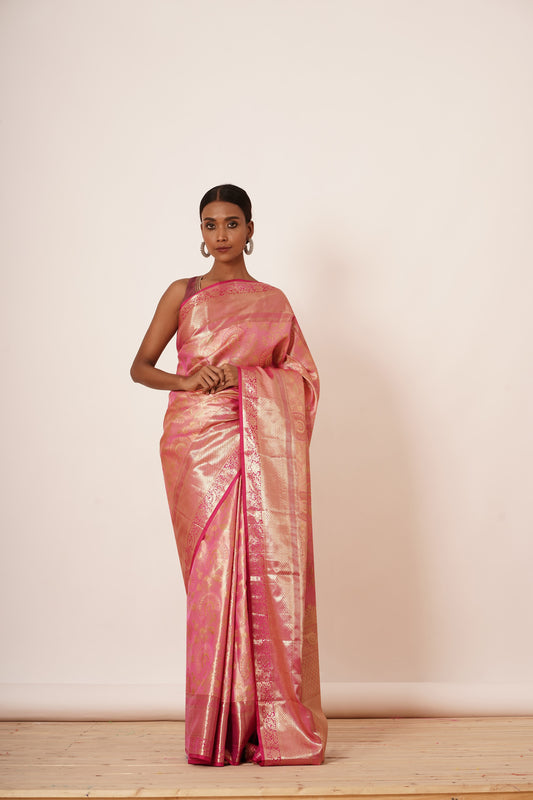 Onion Pink Dharmavaram Silk Saree