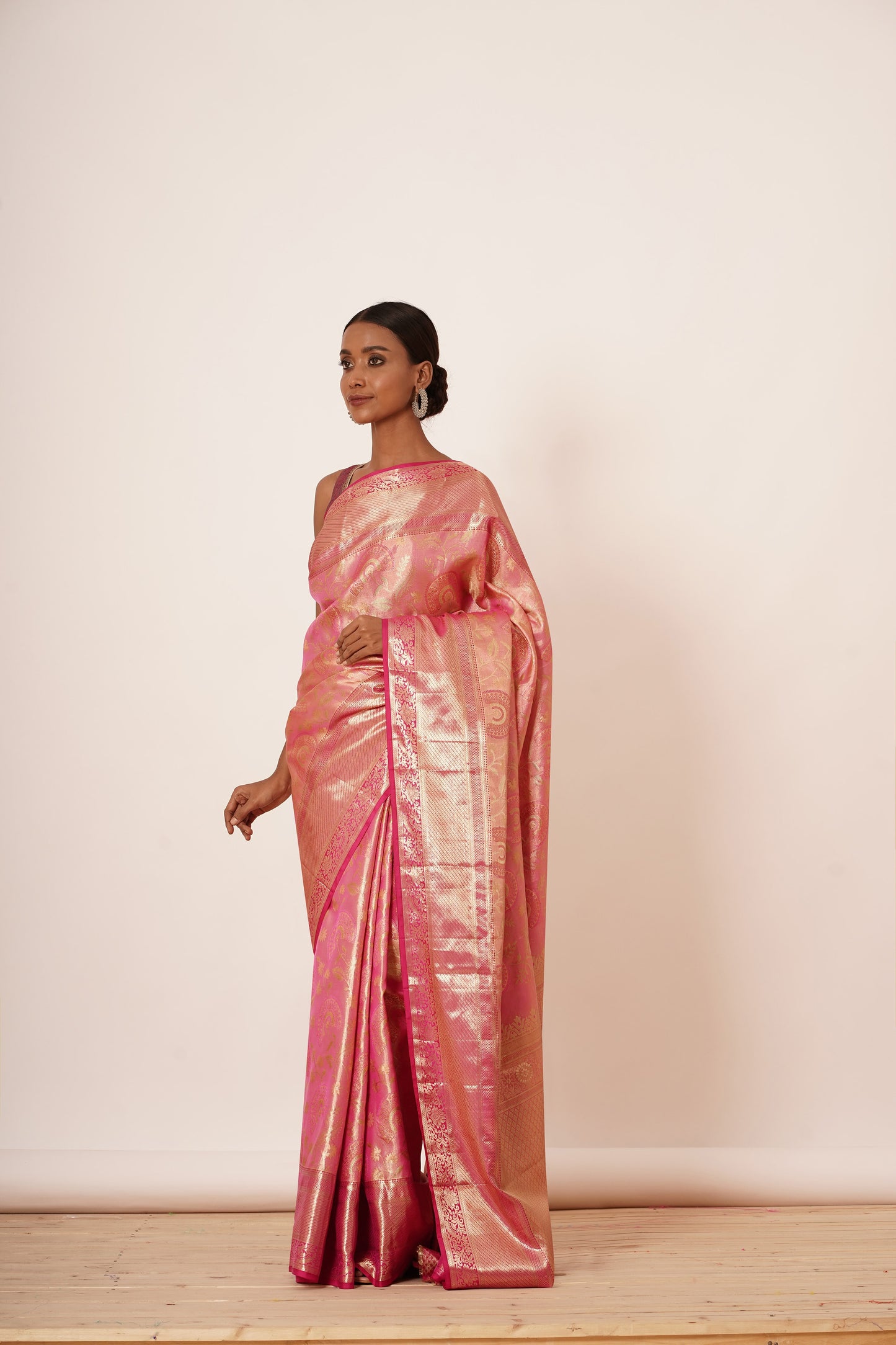 Onion Pink Dharmavaram Silk Saree