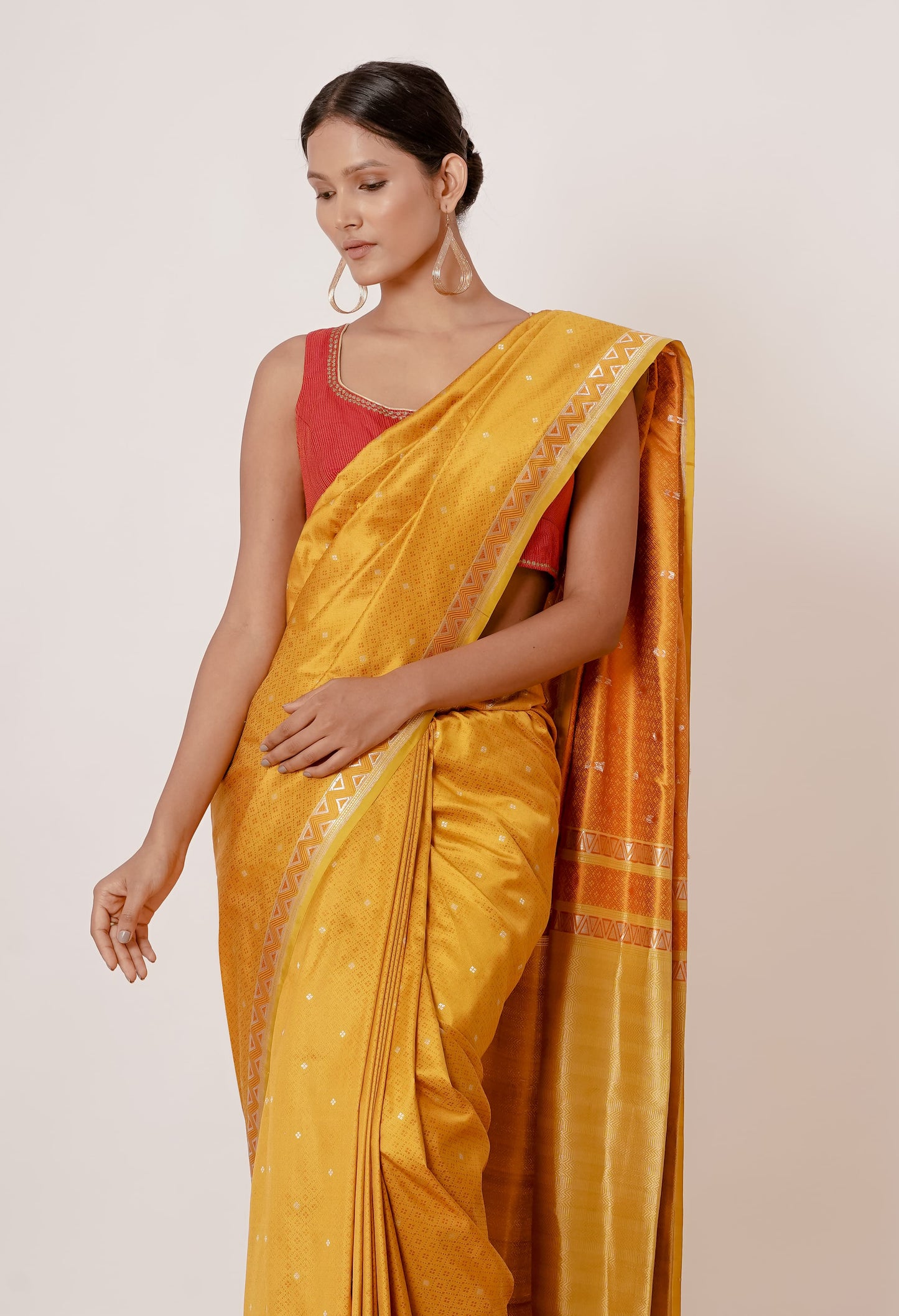 Mustard Yellow Banarasi Sari