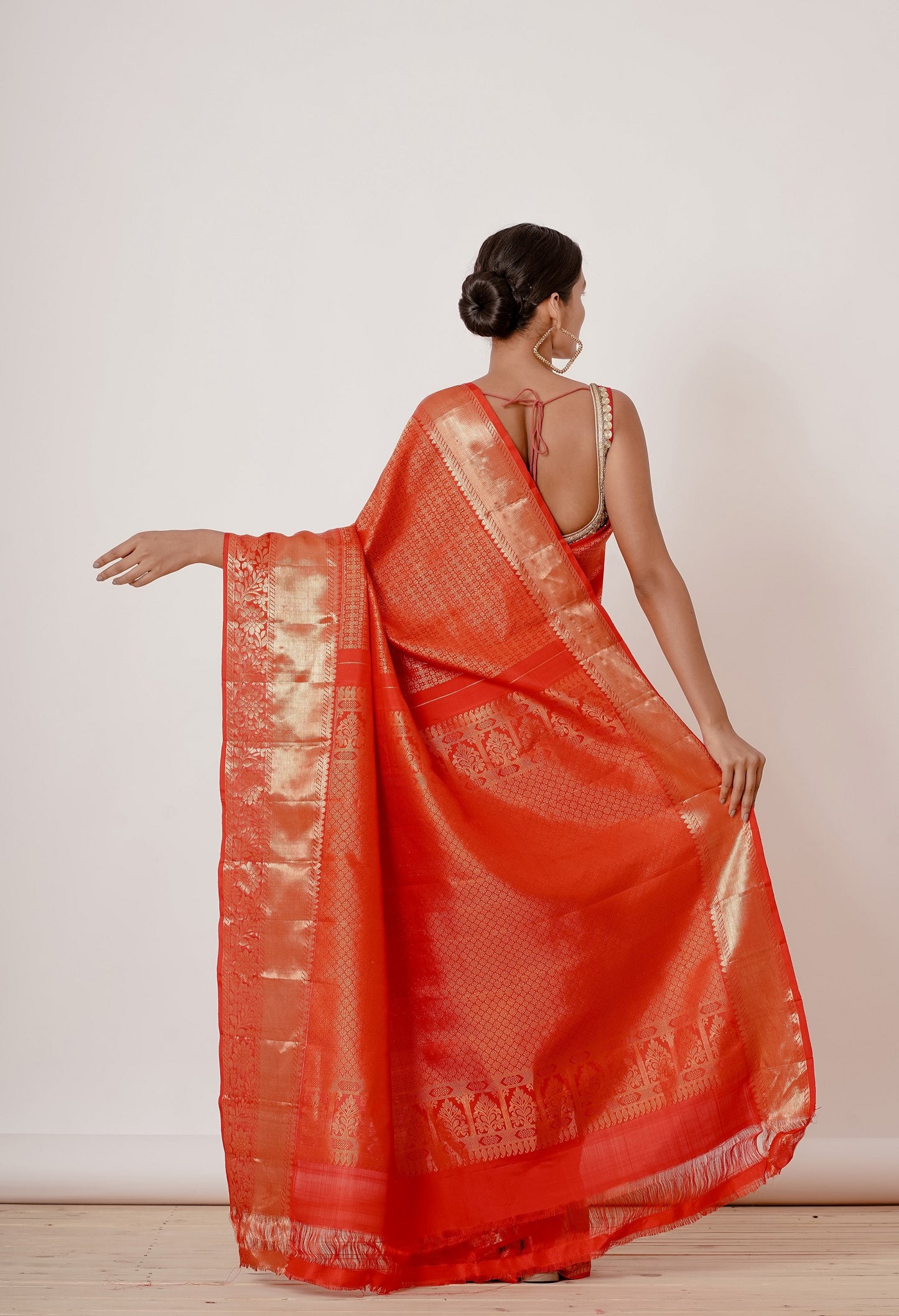 Red Dharamavaram Silk Saree with a Red Blouse