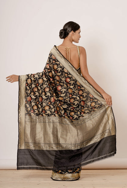 Blue Banarasi Saree with Motifs all over