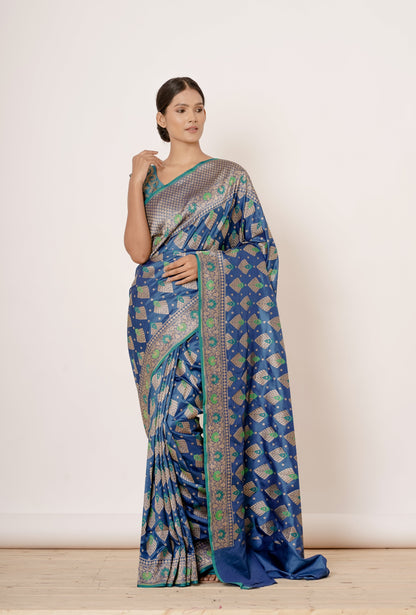 BLUE BROCADE SARI