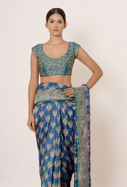 BLUE BROCADE SARI