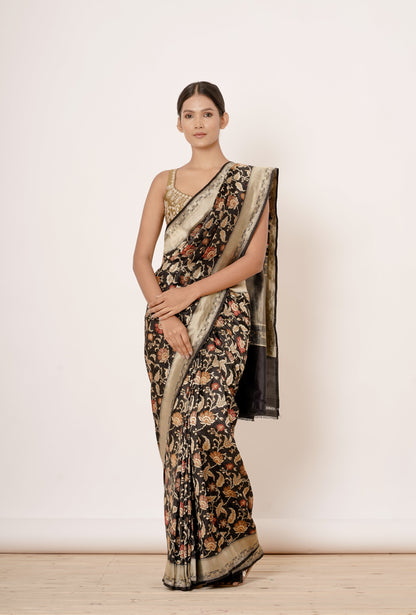 BLACK BROCADE SARI