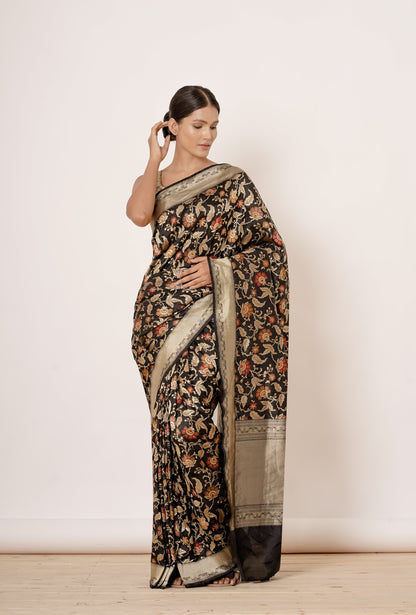 BLACK BROCADE SARI