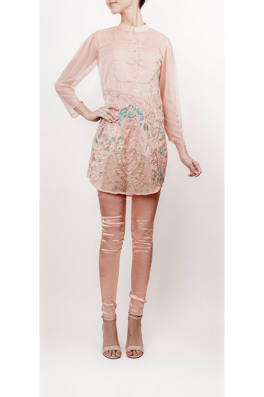 Peach textured kurta with pants