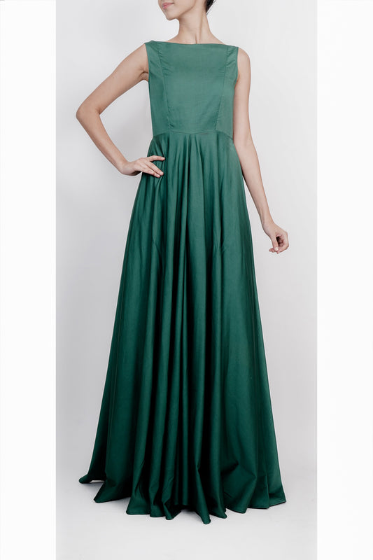 Green long modal satin gown