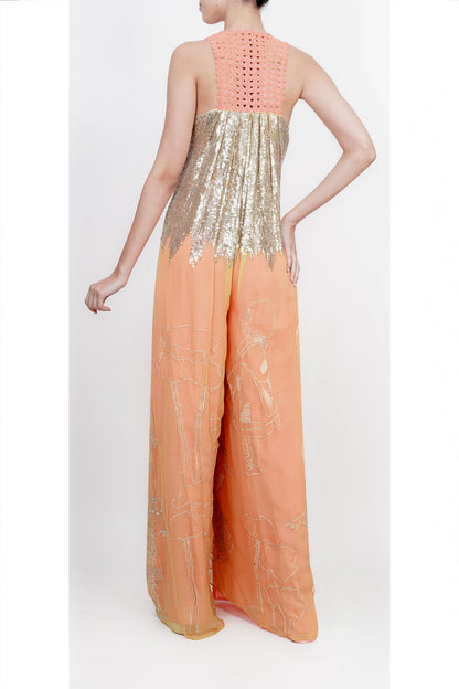 Yellow sequinned quirky jumpsuit