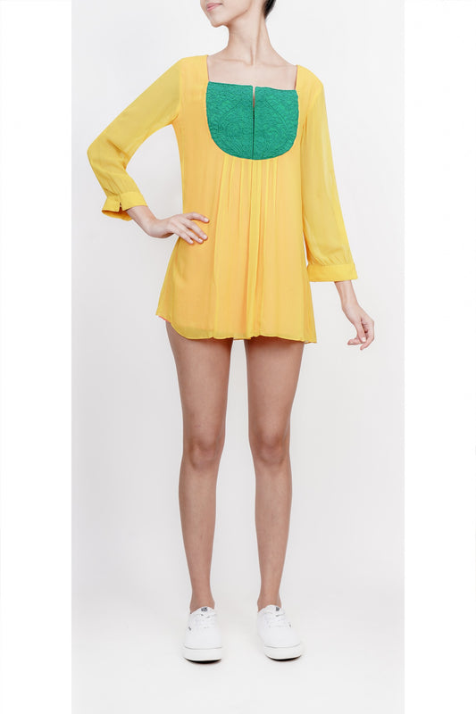 Yellow georgette tunic