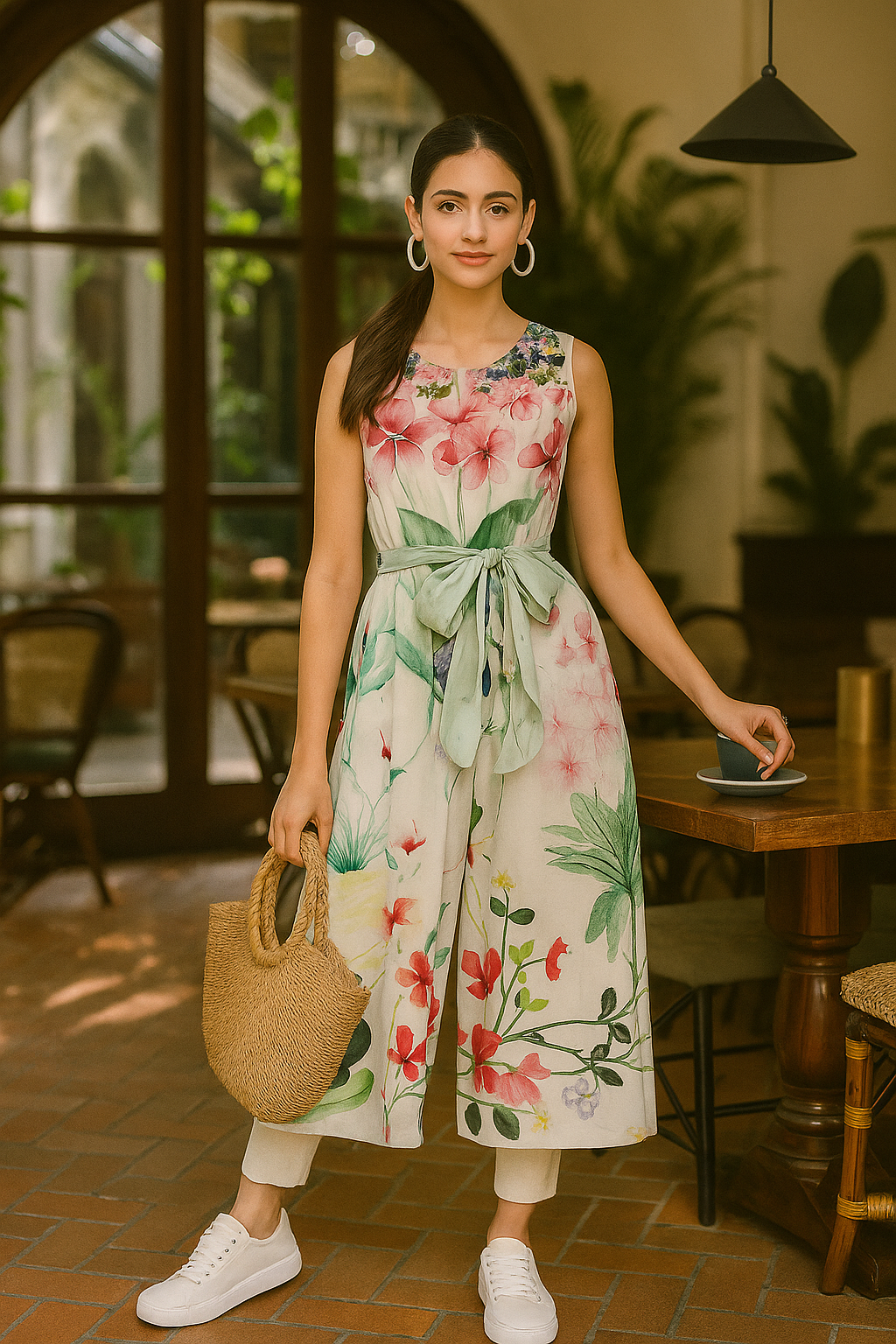 Printed White Jumpsuit