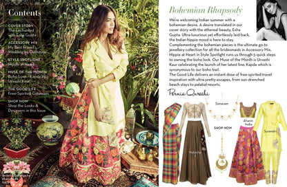 Esha Gupta in Pink Butterfly and Floral Embroidered Lehenga and Lime Green Blouse Set