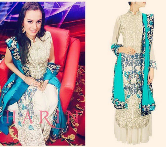 Evelyn Sharma in Lehenga Set with Embroidered Jacket
