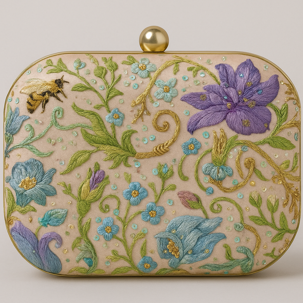 Wildflower Garden Embroidered Clutch